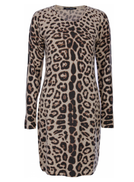 jurk Dolores jaguar print zand/zwart