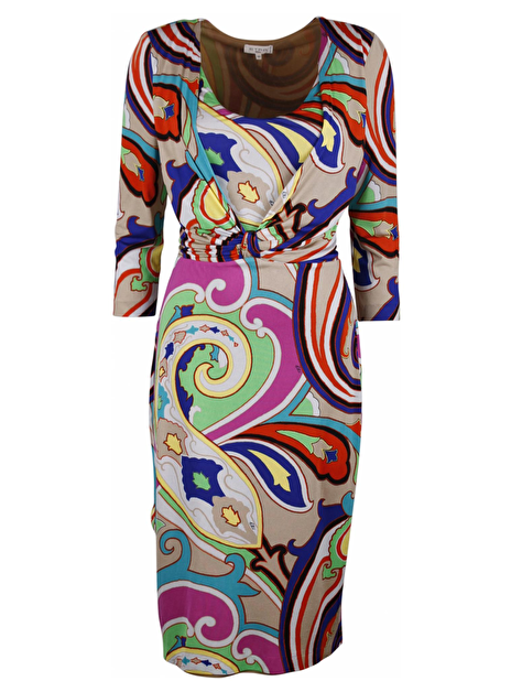 Jurk multicolor pucci dessin v-hals, rond