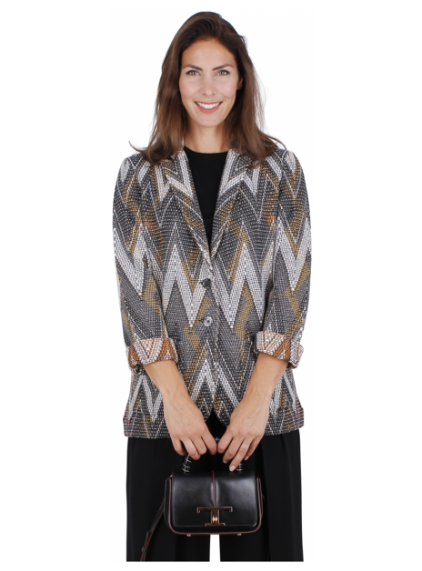 Blazer wave dessin zwart geel wit