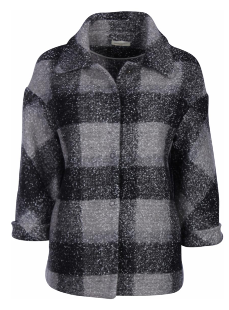 coat wol ruit grijzen