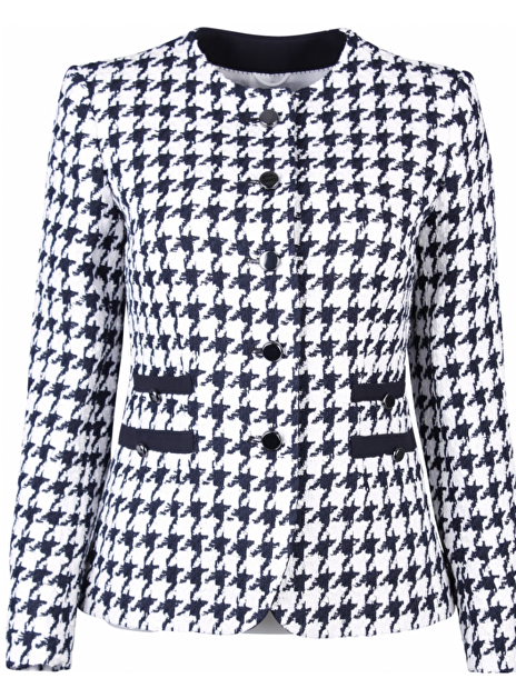 Blazer ronde hals pied du coq marine wit