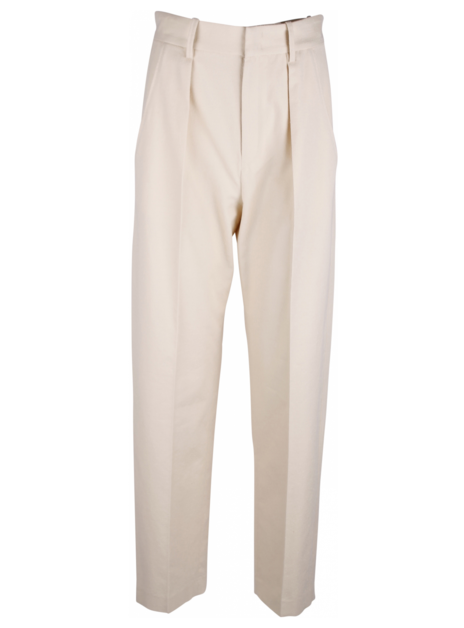 Pantalon Miro bandplooi ecru structuur