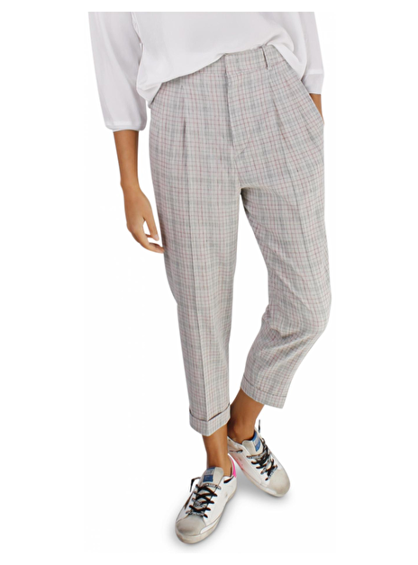 Pantalon ruit offwhite, zwart, rood