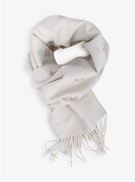 Shawl cashmere logo offwhite beige