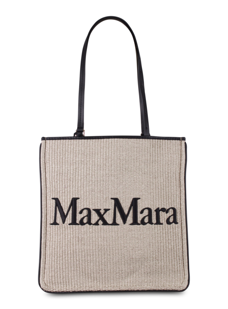 Raffia tas met zwart logo Maxmara
