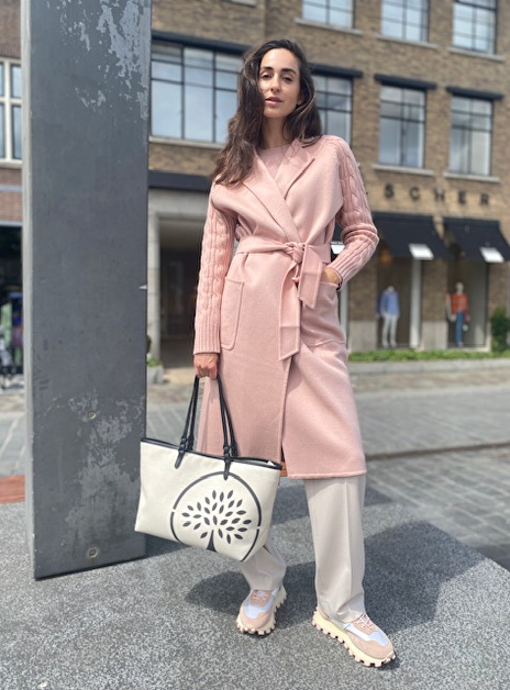 Vest jas Hello lang wol poederroze