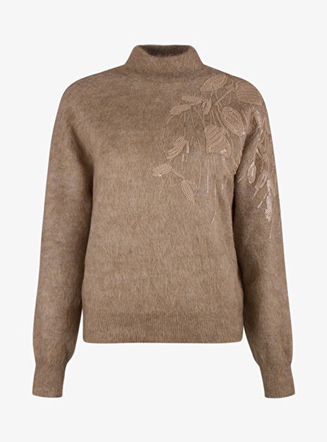 Pull paillettes taupe