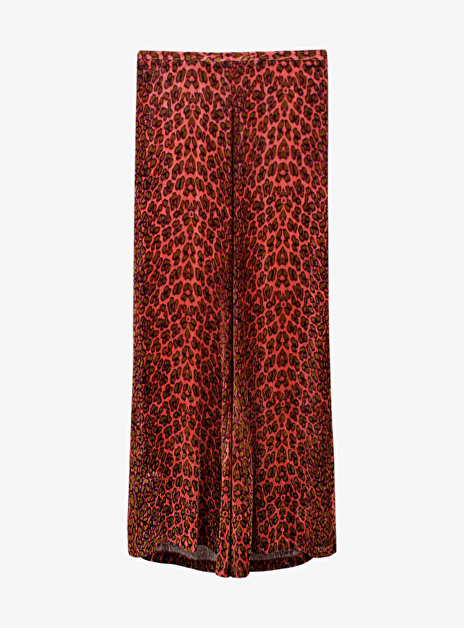 Broek leopard velvet neon paars bruin