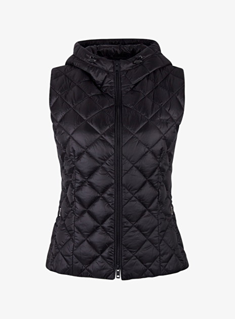 Bodywarmer zwart kort en klein met cap