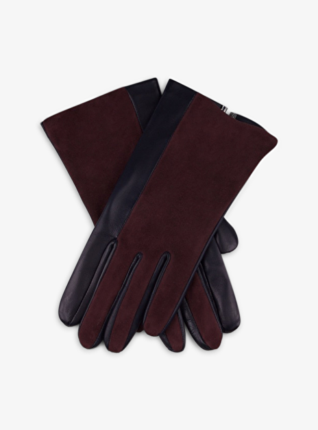 Handschoen Leer suede marine bordeaux