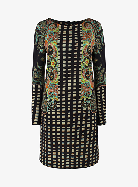 tuniek jurk print zwart cognac groen