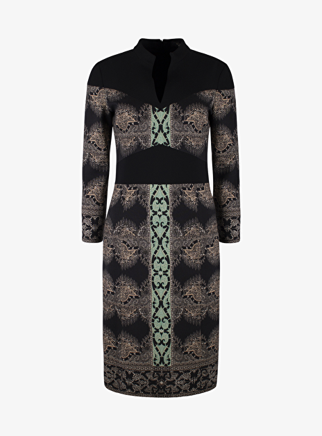 jurk print groen zwart