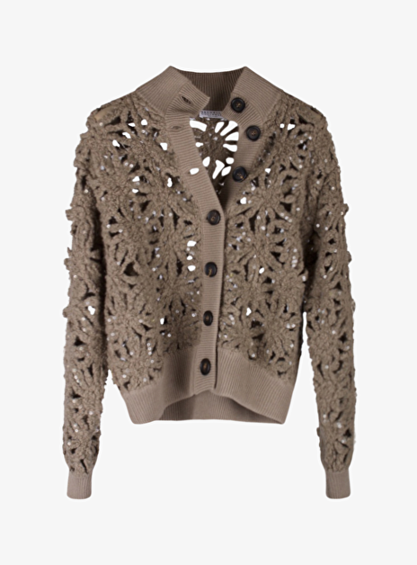 Vest open structuur taupe