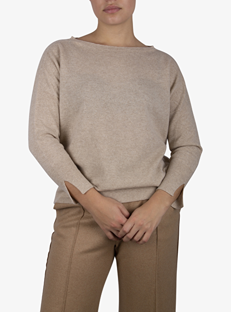 Pull boothals cashmere wol beige