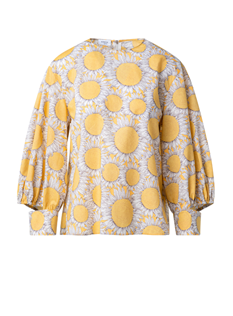 Blouse geel dessin zonnebloemen