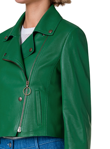 Biker jasje kort groen leder