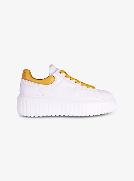 Sneakers H stripes wit geel