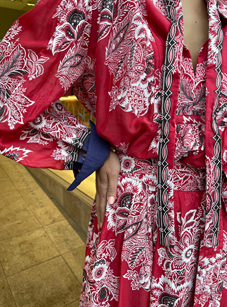Blouse paisley dessin rood wit paars