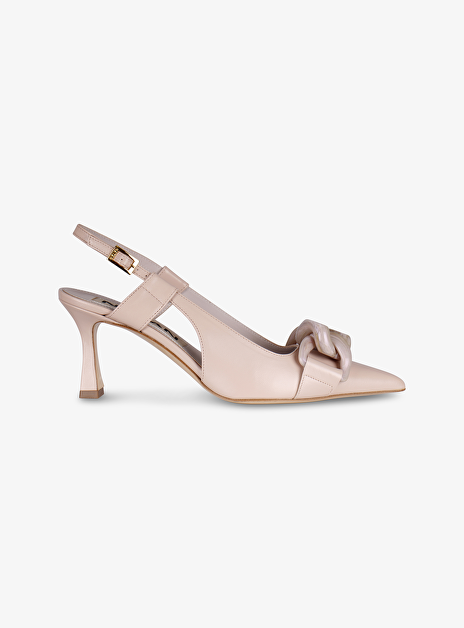 Pump slingback chain leder nude