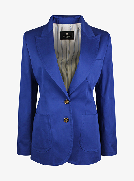 Blazer katoen stretch kobaltblauw