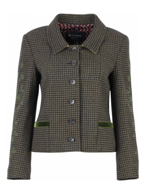 Blazer kort pied de poule groen zwart