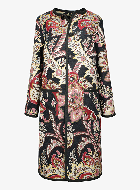 Blazerjas lang bloemdessin reversible groen multicolor