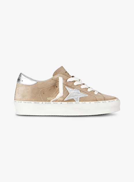 Sneaker hi star camel suede met zilveren ster