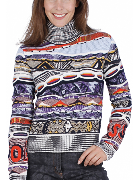 Pull col dessin multicolor