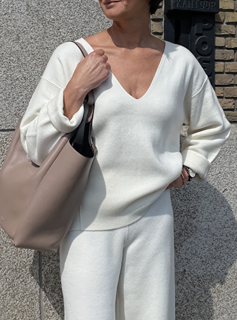 Pull cashmere double face offwhite