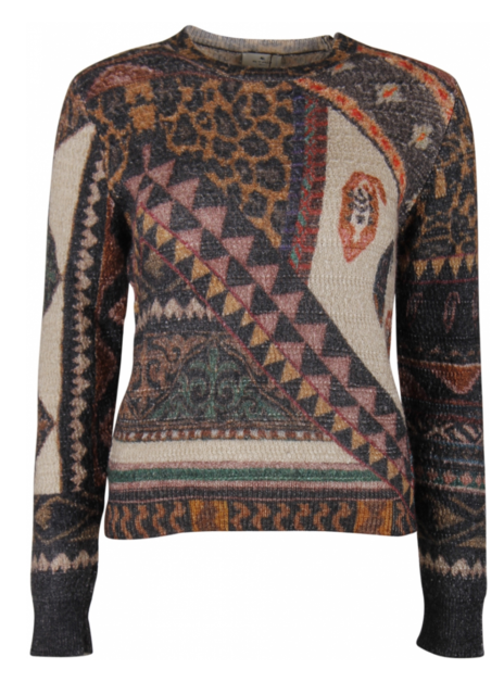 Pull wol terra design beige zwart groen