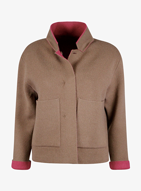 Vest double face roze bruin kort boxy model reversible