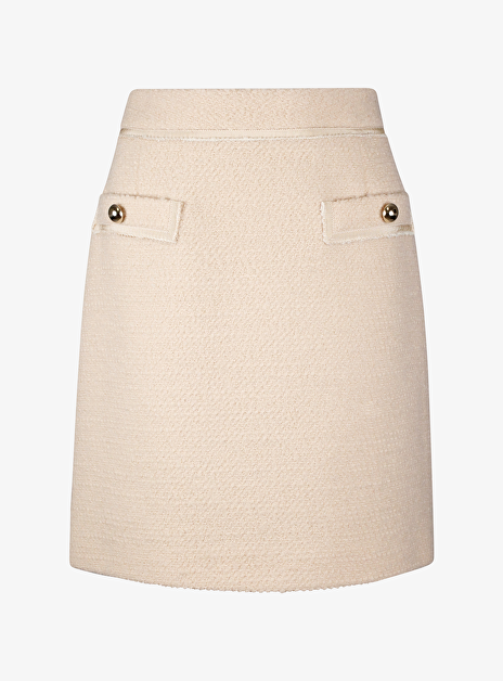 Rok kort bouclé nude beige