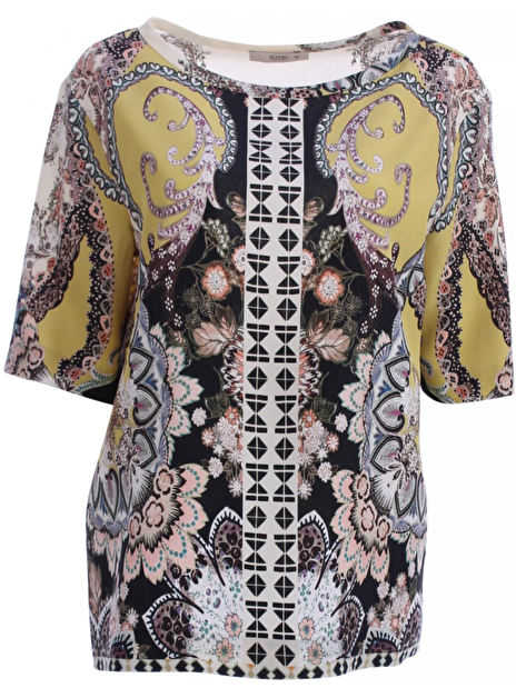 top zwart wit geel print