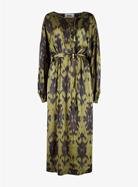 Maxi jurk zwart groen dessin