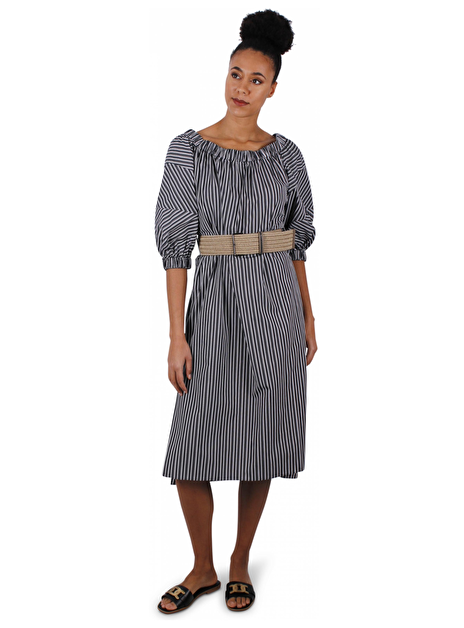 Jurk streep zwart wit met riem