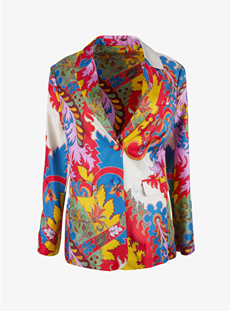 Blazer zijde multicolor print