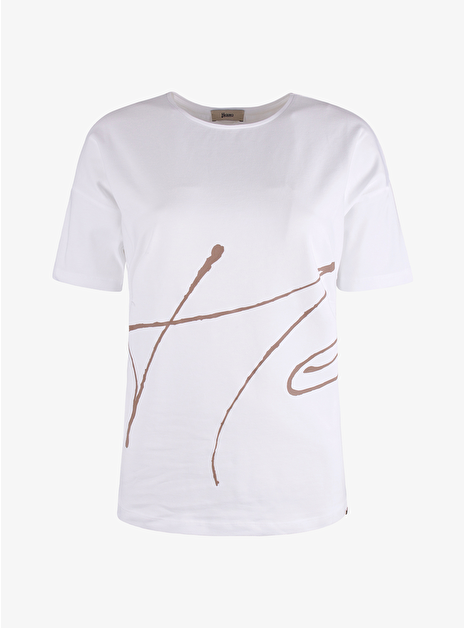 Shirt handschrift print beige wit