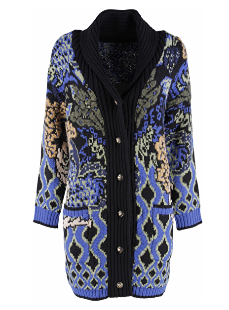 Vest dessin blauw groen zwart