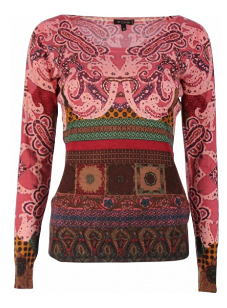 pull roze dessin ronde hals