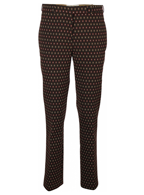 Pantalon zwart met cirkels in oker en rood