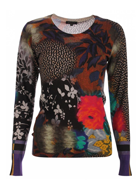 pull dessin zwart bruin met felle kleuren