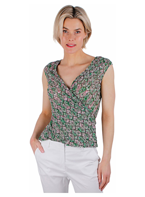 Top overslag blad dessin roze goud, groen