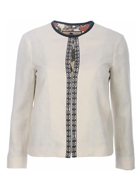 jasje zijde ecru met zwarte bies