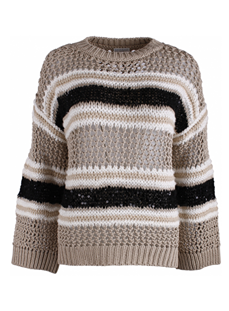 Pull streep beige zwart wit