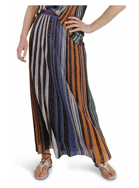 Rok lurex streep multicolor, oranje, zwart, wit