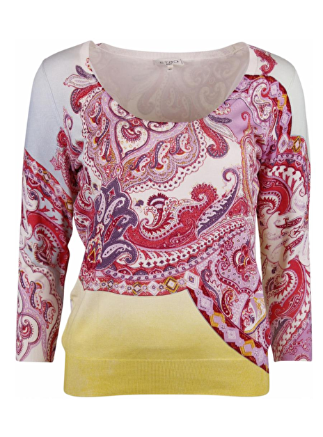 Pull paisley paars, pink, offwhite