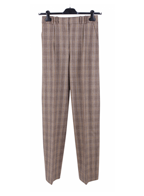 Pantalon soave ruit bandplooi bruin