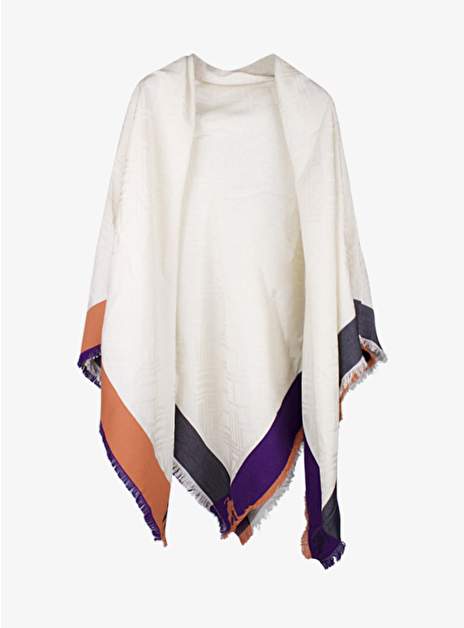 Shawl offwhite, paars, oranje