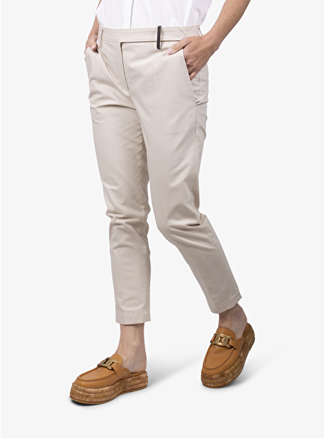 Pantalon katoen stretch kiezelbeige