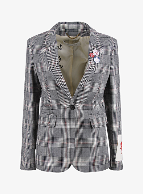 Blazer ruit logo patch zwart offwhite rood